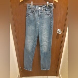 Express Women's Modern Super Hifhrise Straight Leg Blue Jeans Size 0L